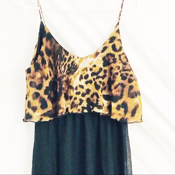 Cheetah Print Sheer Silk Casual Dress Size Large - Picture 3 of 8